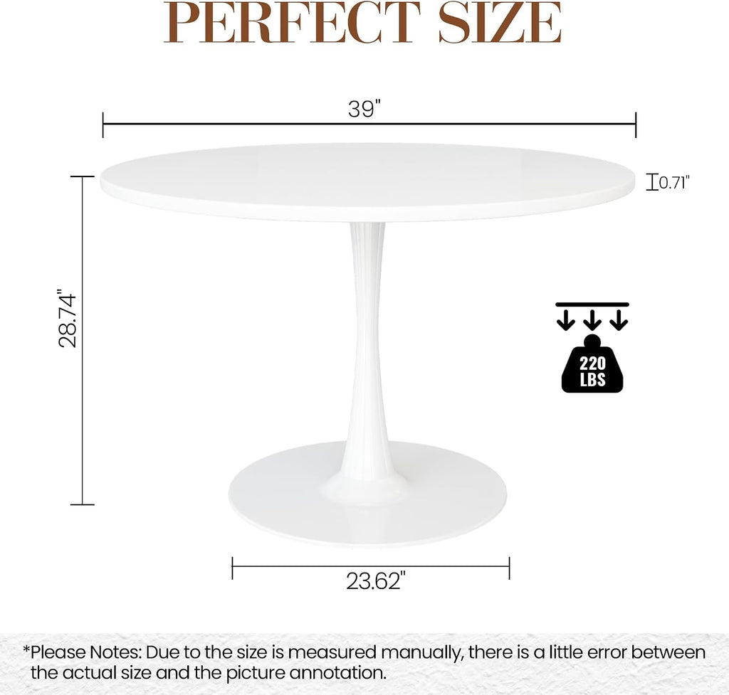 Tulip Round Pedestal Dining Table — White