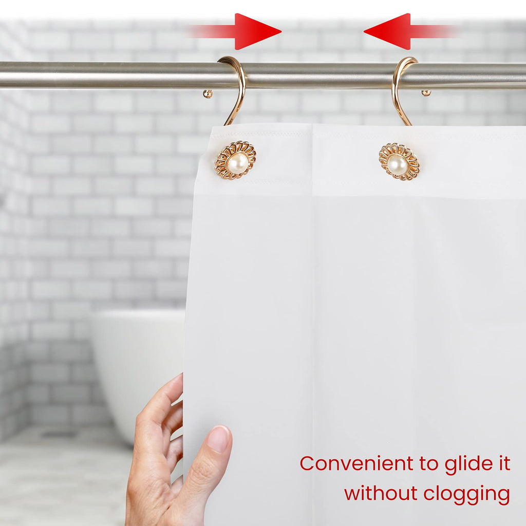 Shower Curtain Hooks, Set of 12 Decorative Curtain Rings, Rose Gold