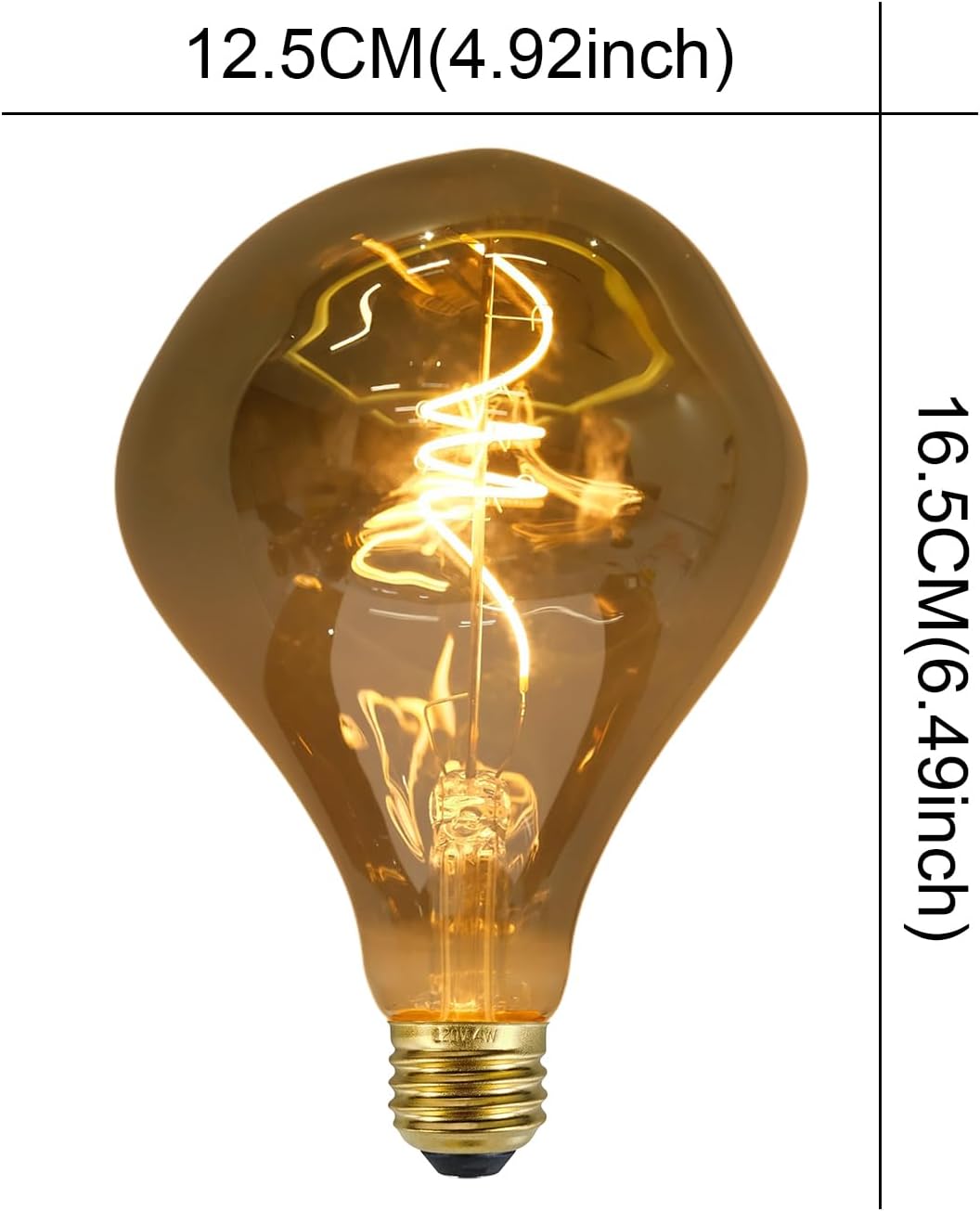 G40 LED Edison Bulb, Smoke Gray Hand-Blown Hard Glass, 4W (25W Incandescent Equivalent), 110-130V, E26, 2000K Warm