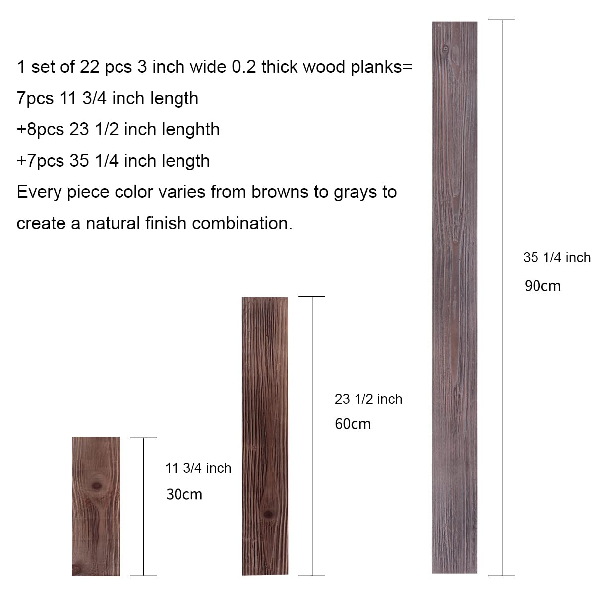 Peel & Stick Real Wood Planks, Rustic Reclaimed Barn Wood Paneling, Brown Gray Combinations, 10.5 sq. ft
