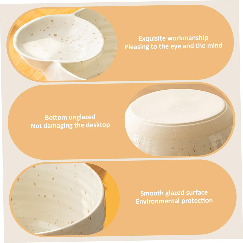 Dipping Bowls, Chip and Dip Bowl, Ceramic Divided Sauce Bowls, Non-Slip Dumpling Plate, Easy to Clean Serving Plates