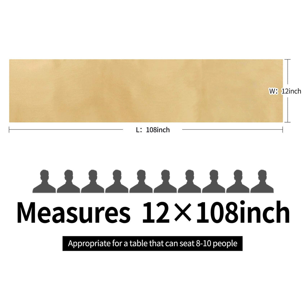 10-Pack Satin Table Runner Light Gold 12 x 108 inches Long, Table Runners for Wedding, Birthday Parties, Banquets