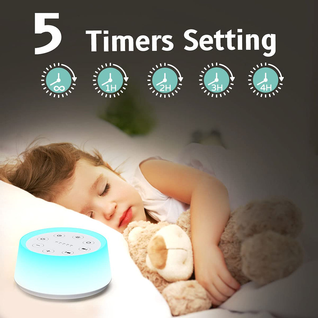 White Noise Machine with 30 Sounds Sleep Music 5 Timers 12 Colors Baby Night Light with Memory Function Sound Machine for
