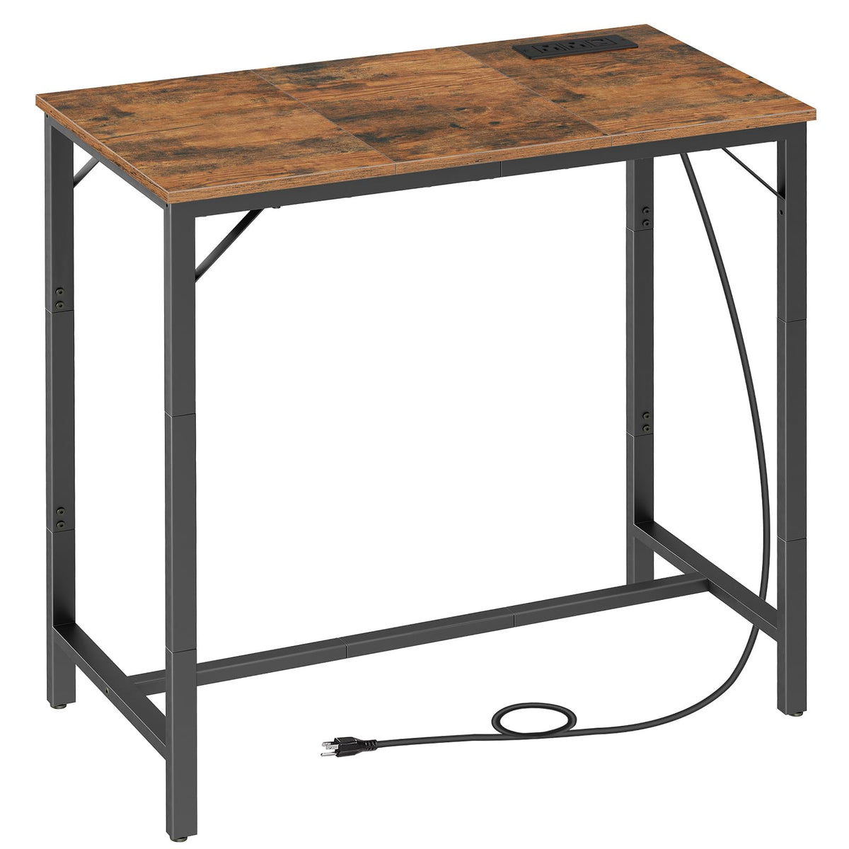 Bar Table with Charging Station, Rectangular Pub Table, High Top Coffee Table, Counter Bar Height Table, Narrow Long