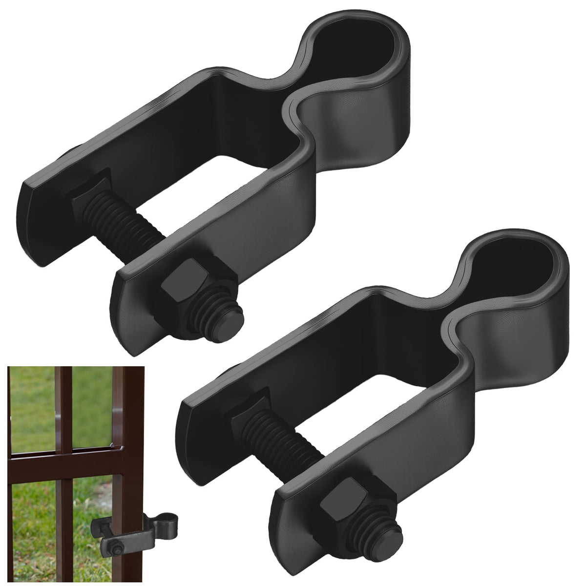 2 Pcs 1" x 1" Square Post Female Gate Hinges, Black