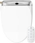 Elongated Electric Bidet Toilet Seat with Wireless Remote and Side Panel, Multiple Spray Modes, Adjustable Heated Seat, Warm Water, Air Dryer, LED Night Light