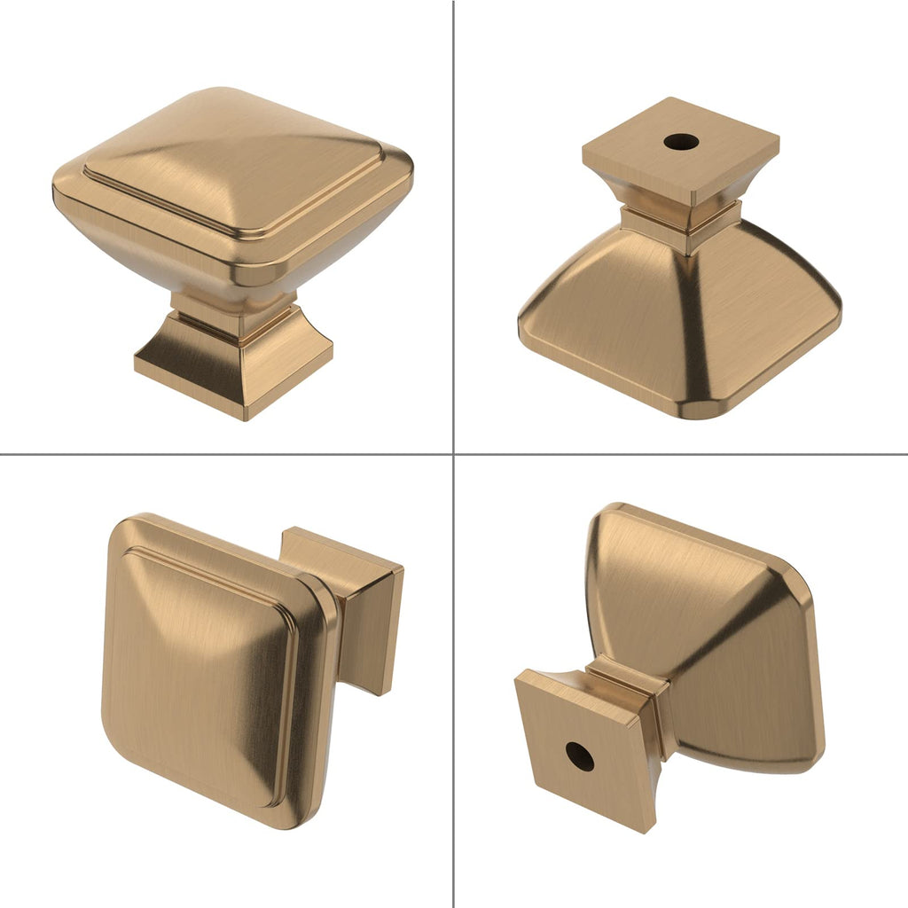 15 Pack Champagne Bronze Cabinet Knobs,Solid Square Drawer Pulls