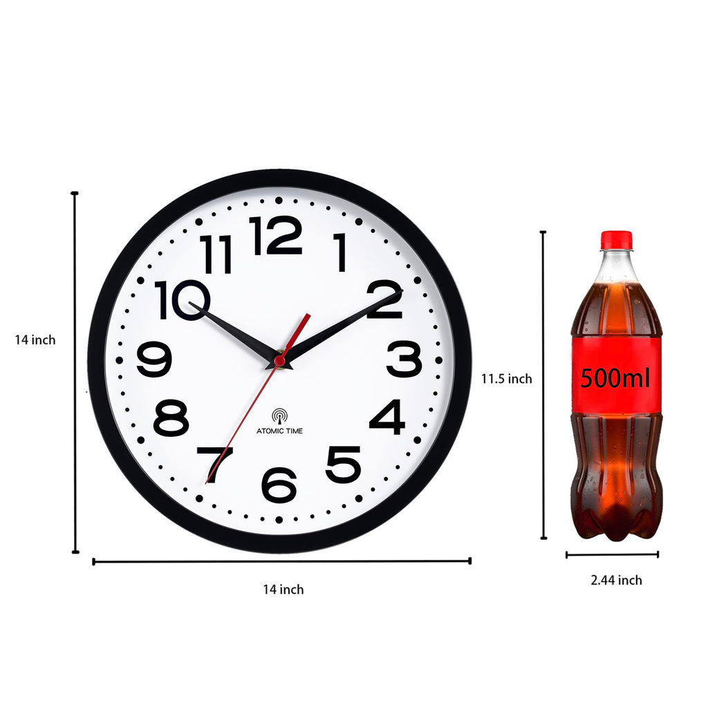 Inspired Nelson Style 14 Inch Atomic Wall Clock, Battery Operated Silent Non Ticking