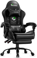 Gaming Chair with Footrest Racing Style Lumbar Support Massager Video Game Chair with Metal Legs, High Back Gamer