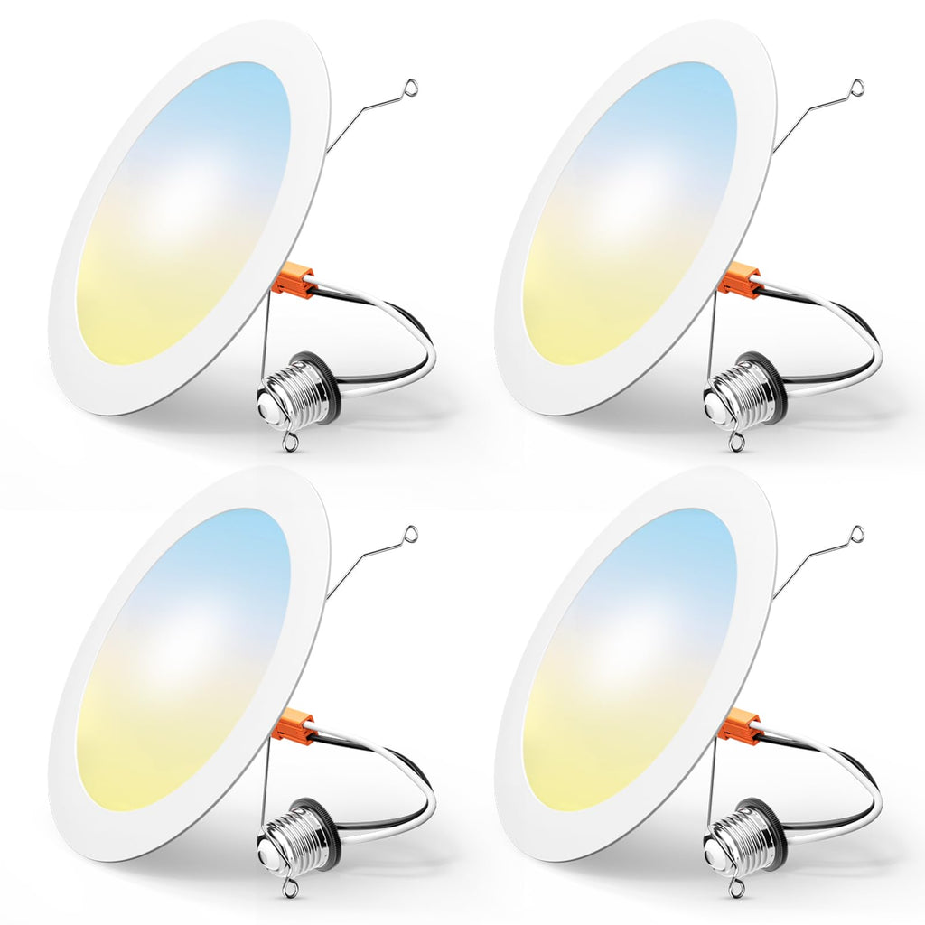 4 Pack Retrofit LED Recessed Lighting 6 Inch, 5CCT, White