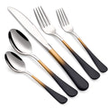20-Piece Black Gold Silverware Set 18/0 Stainless Steel Silverware Set Black Gold Handle Cutlery Set Service for 4