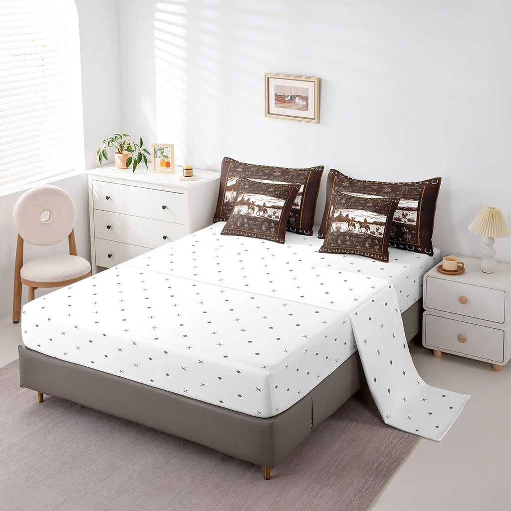 Western Aztec Comforter Set 7 Pieces Horse Bedding Set