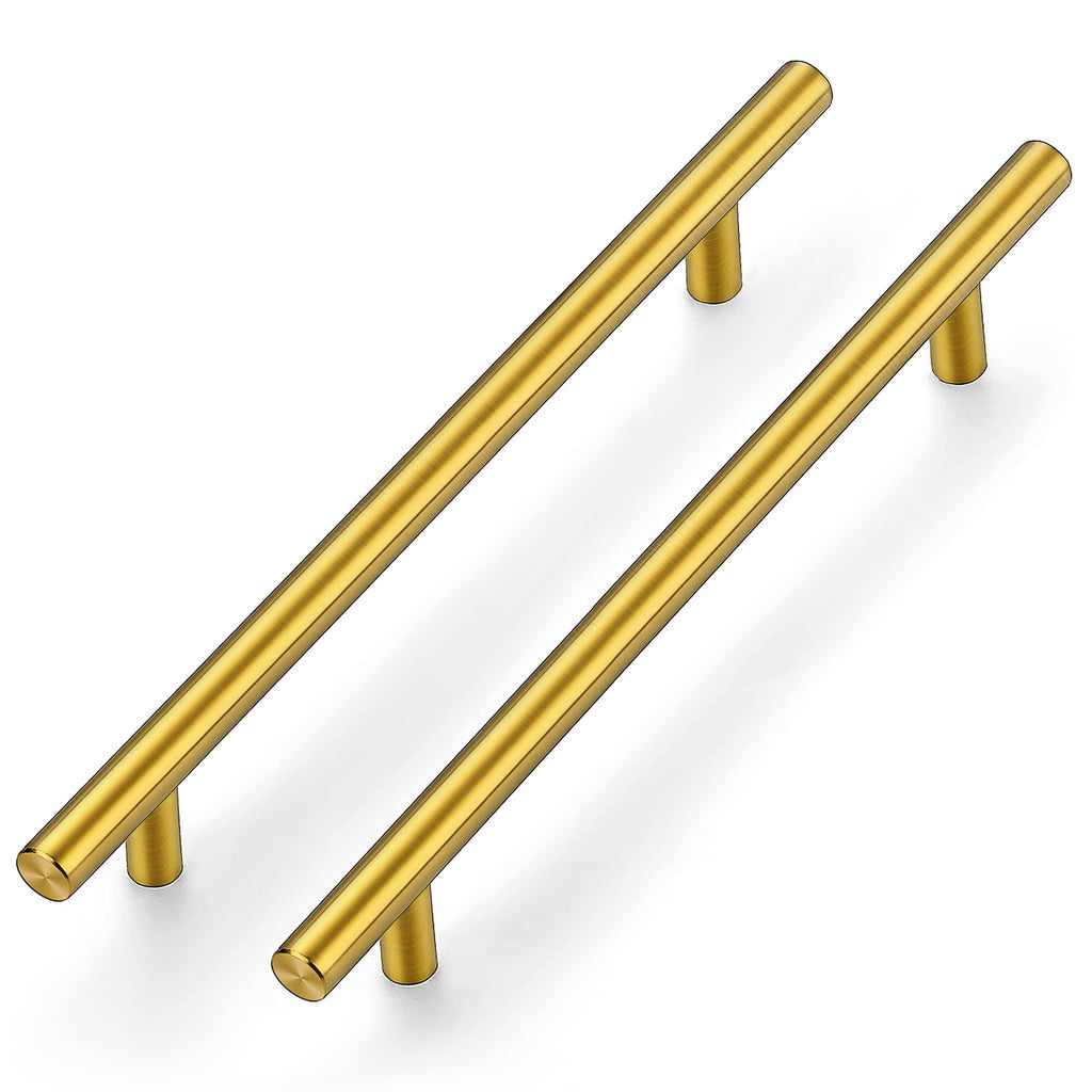 Brushed Brass Cabinet Handles, 10 Pack Drawer Pulls, 7-1/2 in