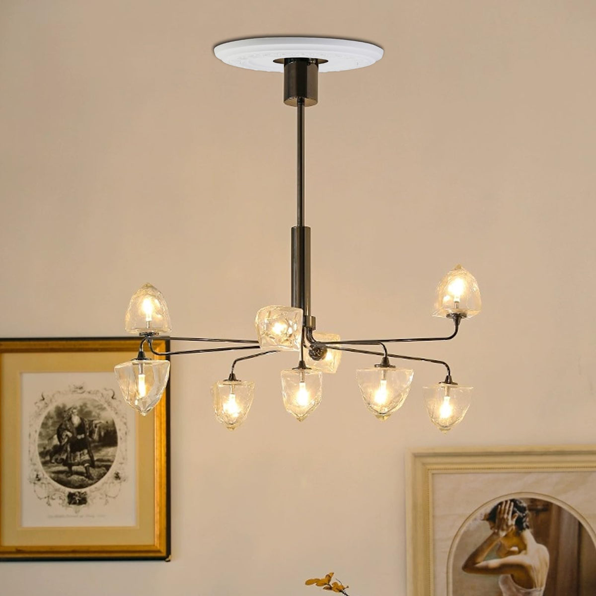 2PCS White Decorative Ceiling Medallion, 12.4" OD x 3.94" ID