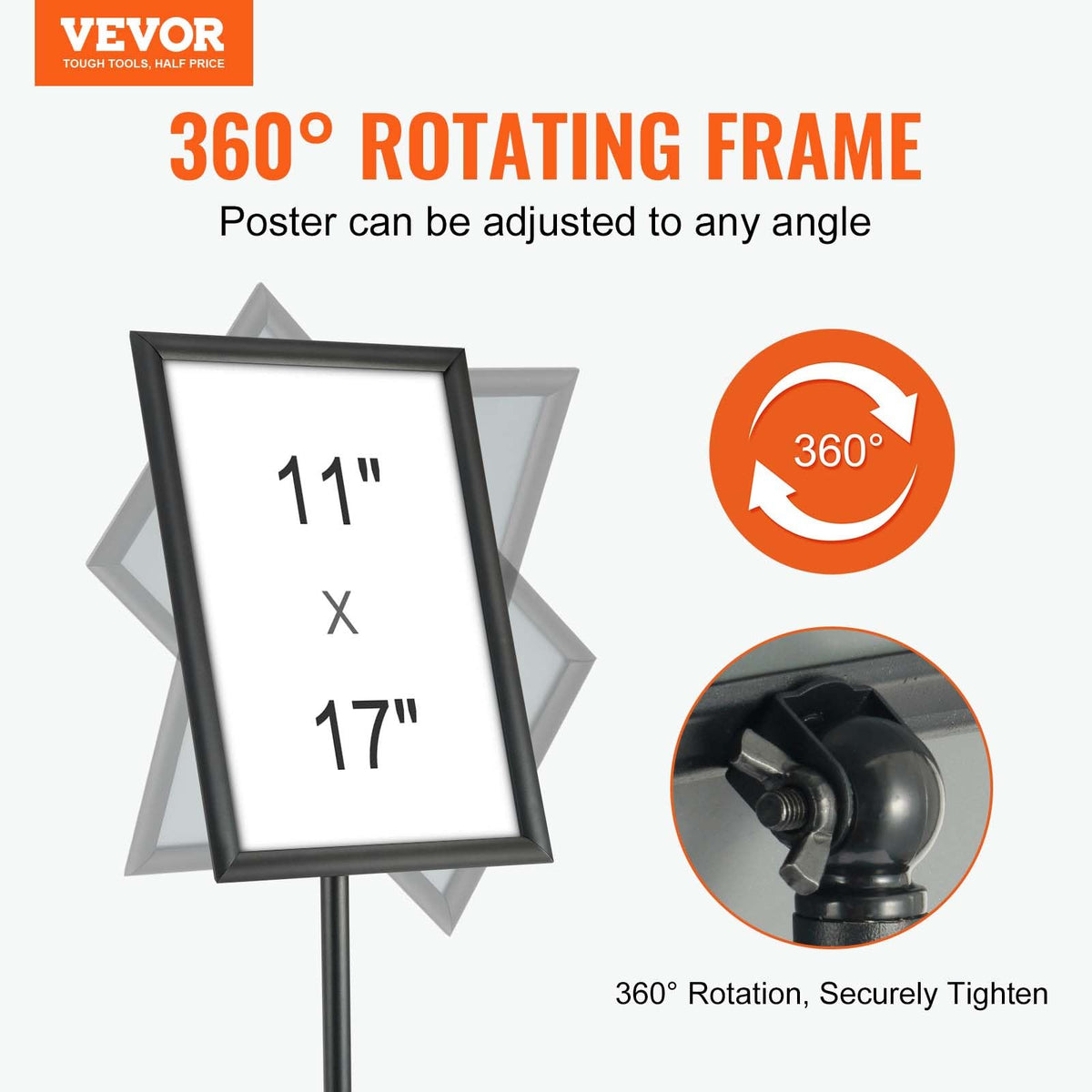 Pedestal Sign Holder, 11 x 17 Inch Vertical and Horizontal Adjustable Poster Stand, Heavy-Duty Floor Standing Sign