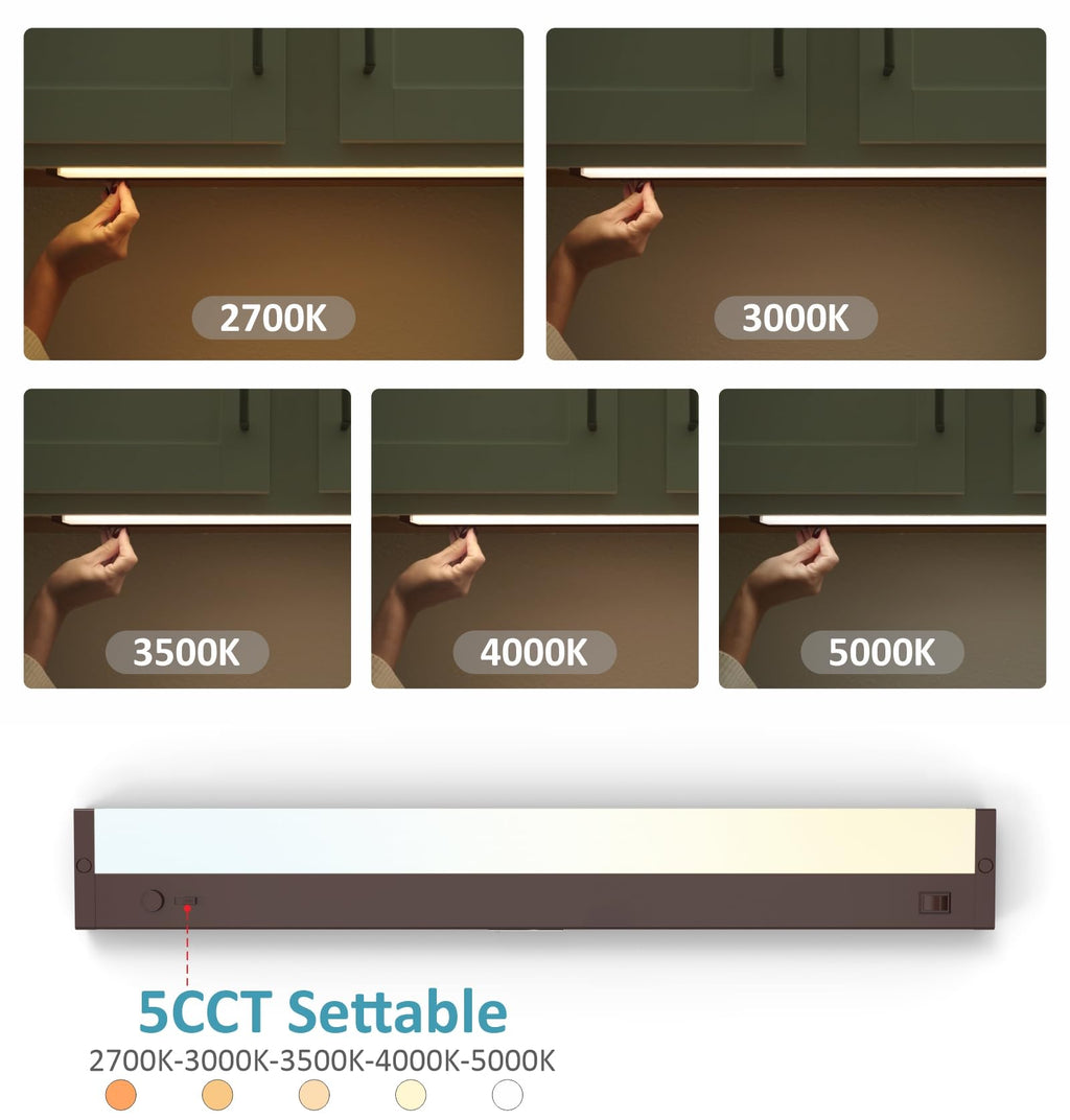 Under Cabinet Lighting Plug in or Hardwired Built-in Dimmer, 40 Inch 20W, 5CCT 2700/3000/3500/4000/5000K, Linkable