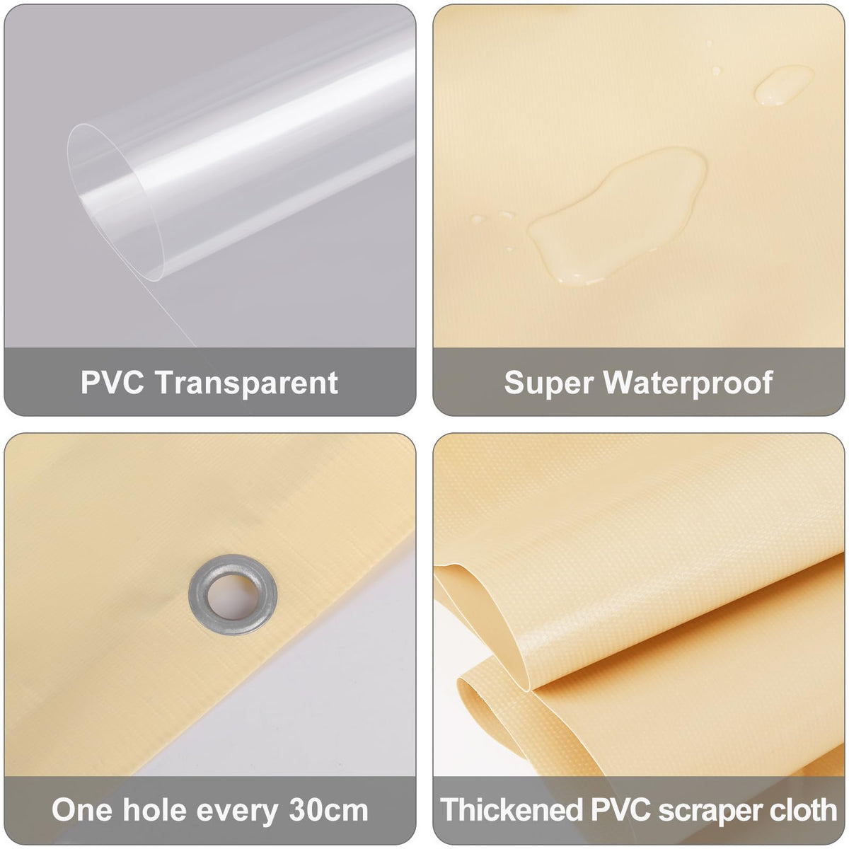 Clear Vinyl Curtains Enclosure, 23oz Heavy Duty Waterproof Anti-UV and Tear-Resistant Tarpaulin with Grommets