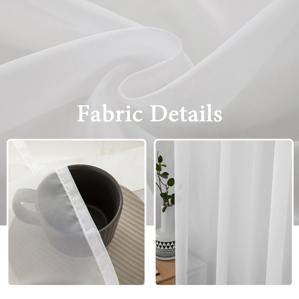 2 Panels White Sheer Curtains 54 X 108 Inches