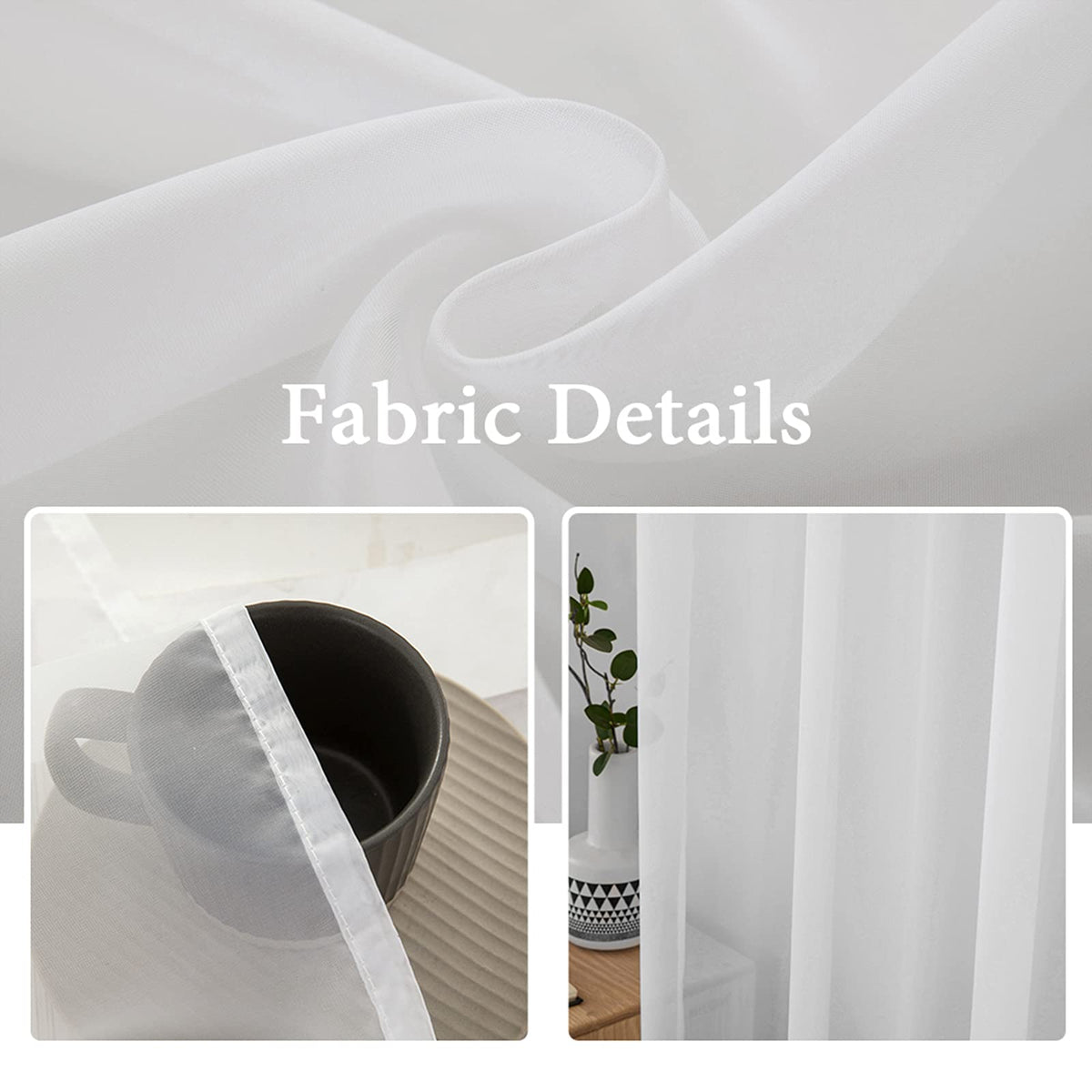 2 Panels White Sheer Curtains 54 X 108 Inches