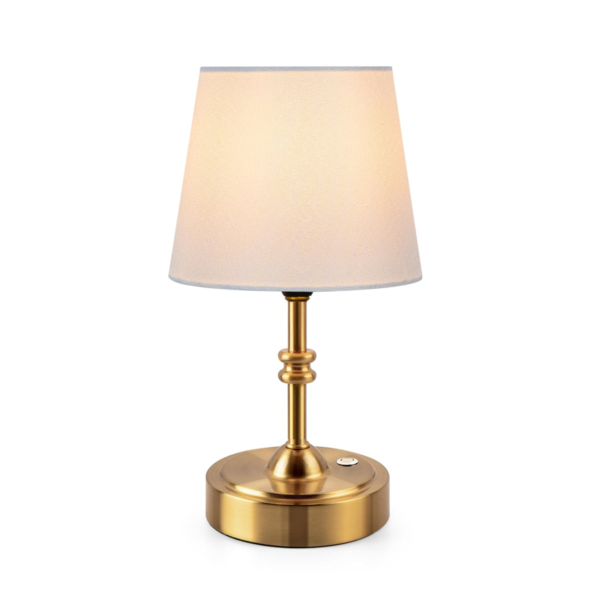 Small Cordless Lamp Dimmable-Battery Operated Table lamp, 4000mAh Rechargeable, Touch Bedside Lamp with White Fabric