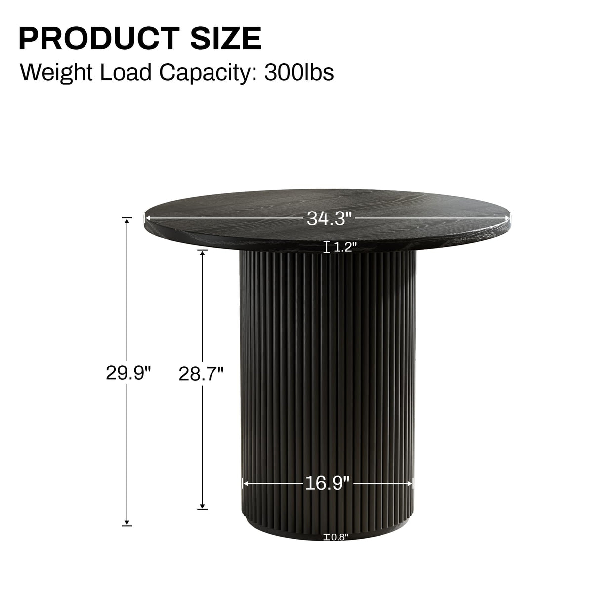 Inspired Saarinen Style 34.3" Round Wood Dining Table Fluted Kitchen Table Circle Dining Tables Modern Pedestal Tables Circular for 2-4