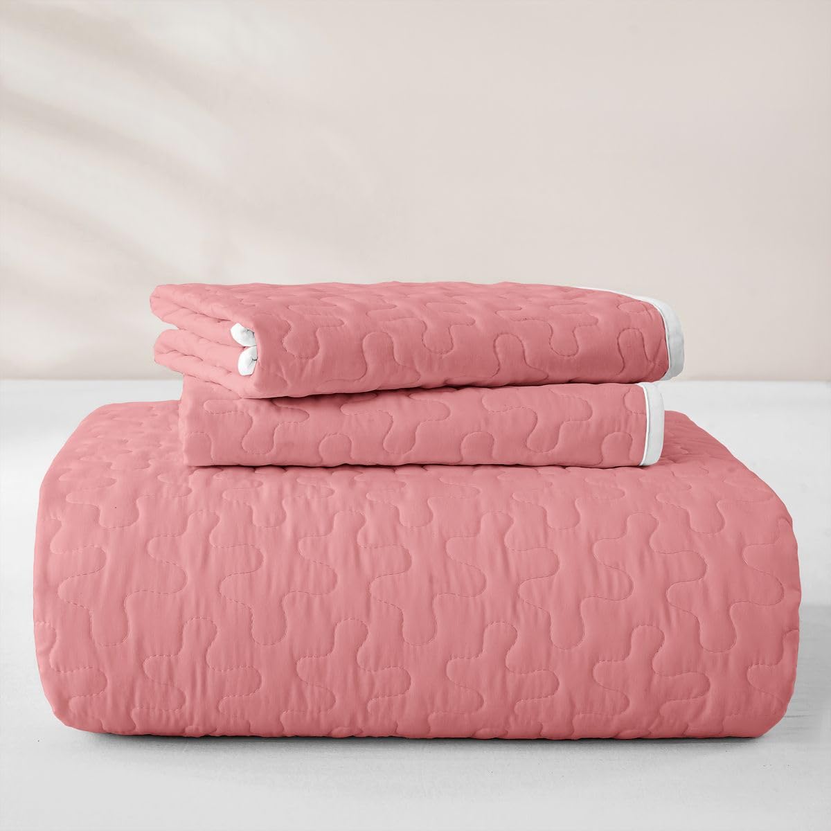Pink 2 Quilts for Bed Solid Color Bedspreads Soft Bed Summer Lightweight Comforter Casual Modern Style Coverlet