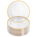 100 Pack 12 Inch Clear Charger Plates with Gold Rim