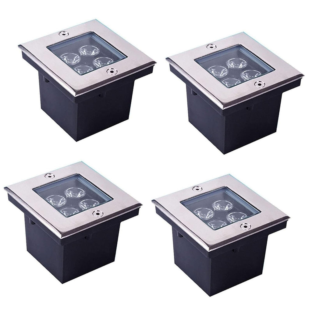 4PCS Square In-ground Lights - LED Landscape Lights, 4W Outdoor Recessed Spot Light, IP67 Waterproof Square