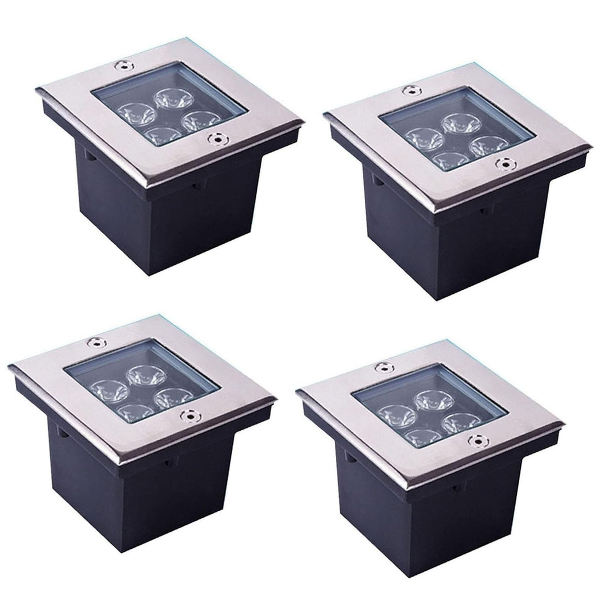 4PCS Square In-ground Lights - LED Landscape Lights, 4W Outdoor Recessed Spot Light, IP67 Waterproof Square