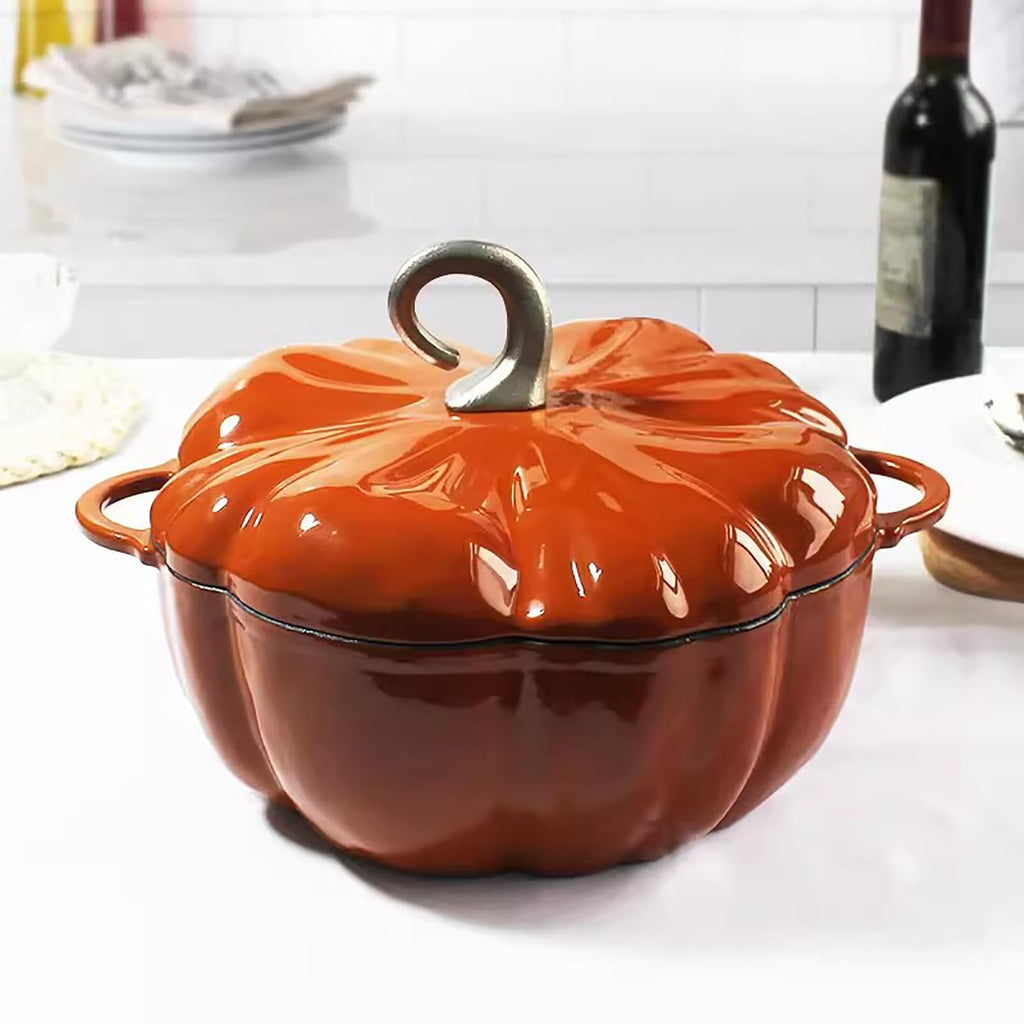 Pumpkin Cocotte,Pumpkin Dutch Oven Pot with Lid,Enamel Cast Iron Cooking Pot,Non Stick Pumpkin Pot,Stew Pot Soup