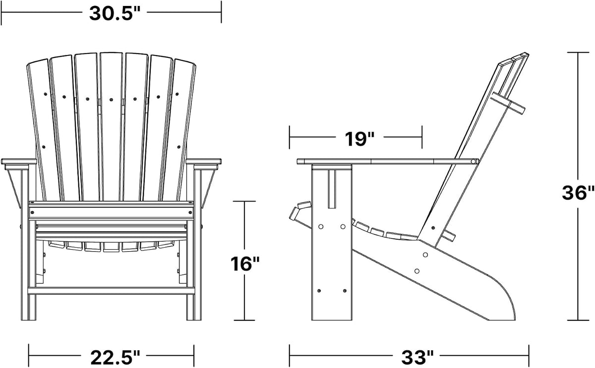 Heritage Adirondack Chair, Weathered Wood - Outdoor All-Weather Poly Furniture , Deck, Yard