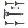 Strap Hinge 9" Black Wrought Iron Spear Tip Flush Mount Heavy Duty Strap Gate and Door Hinges with Hardware Pack of 6