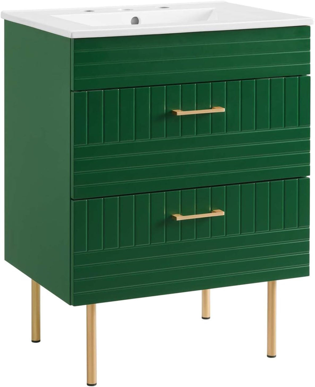 24-Inch Bathroom Vanity with Sink – Freestanding Cabinet, Modern Design, Green Finish