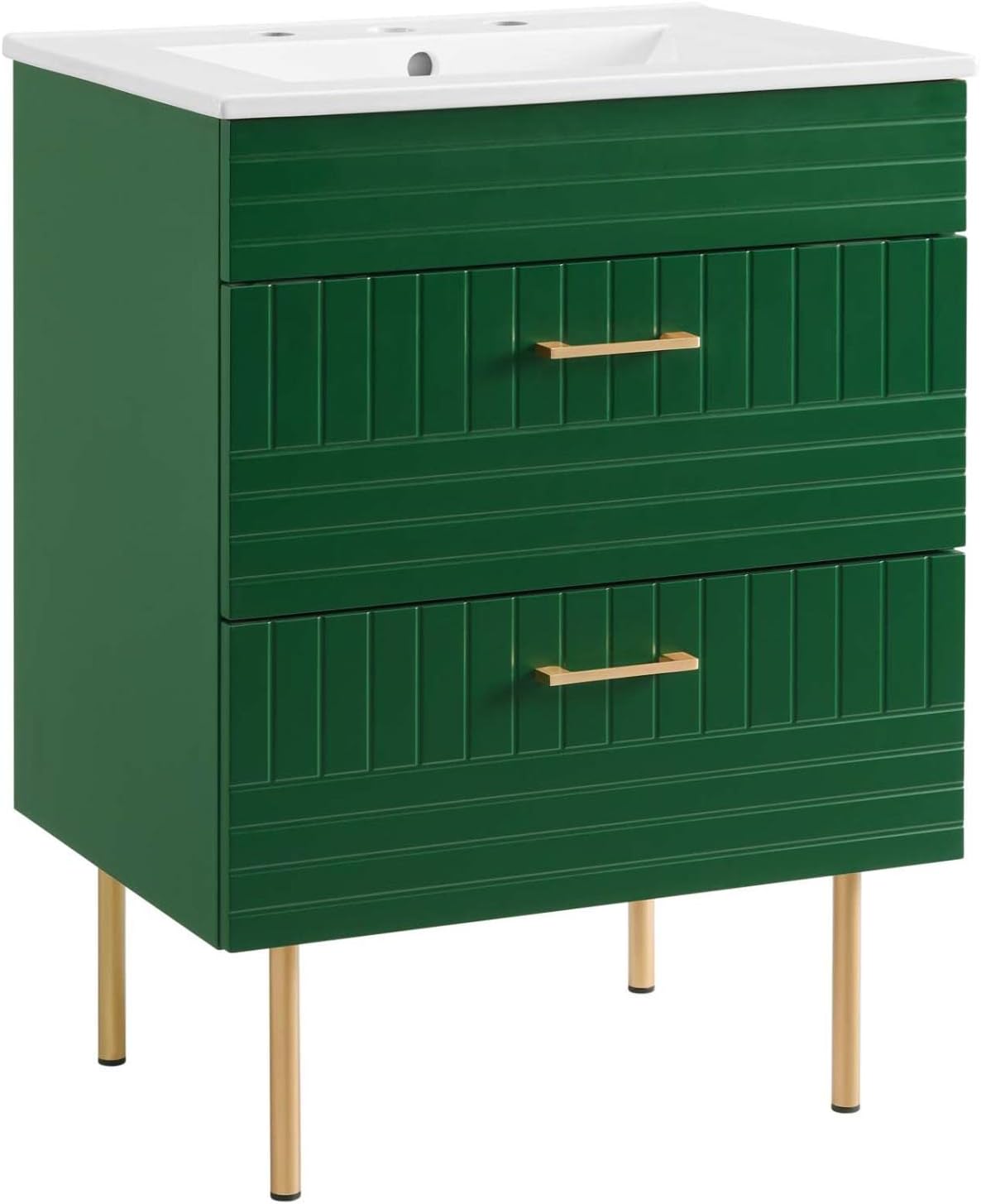 24-Inch Bathroom Vanity with Sink – Freestanding Cabinet, Modern Design, Green Finish