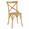 Gear Rustic Modern Farmhouse Elm Wood Rattan Dining Chair in Natural