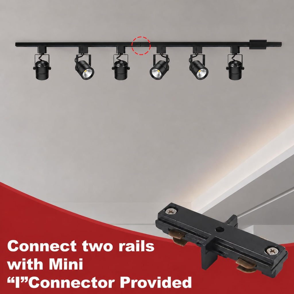 Track Lighting Kit with 6.6FT H Type Track Lighting Rail and Floating Canopy Connector, 2700K-6500K Stepless