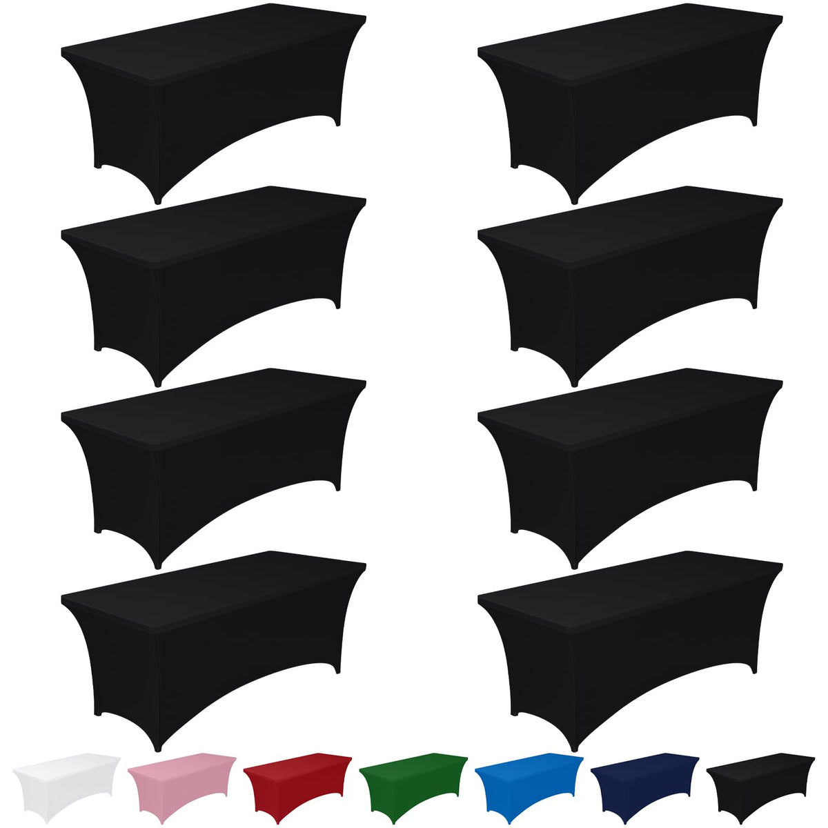 Spandex Tablecloth 6ft 8 Pack Black