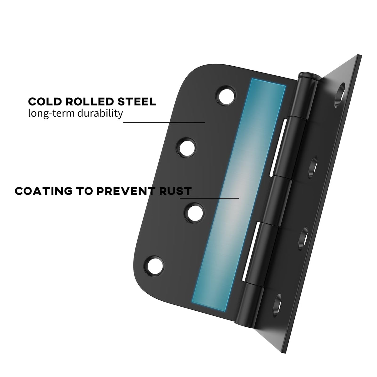 12 Pack Matte Black Door Hinges 4 x 4 Inch Interior Door Hinge