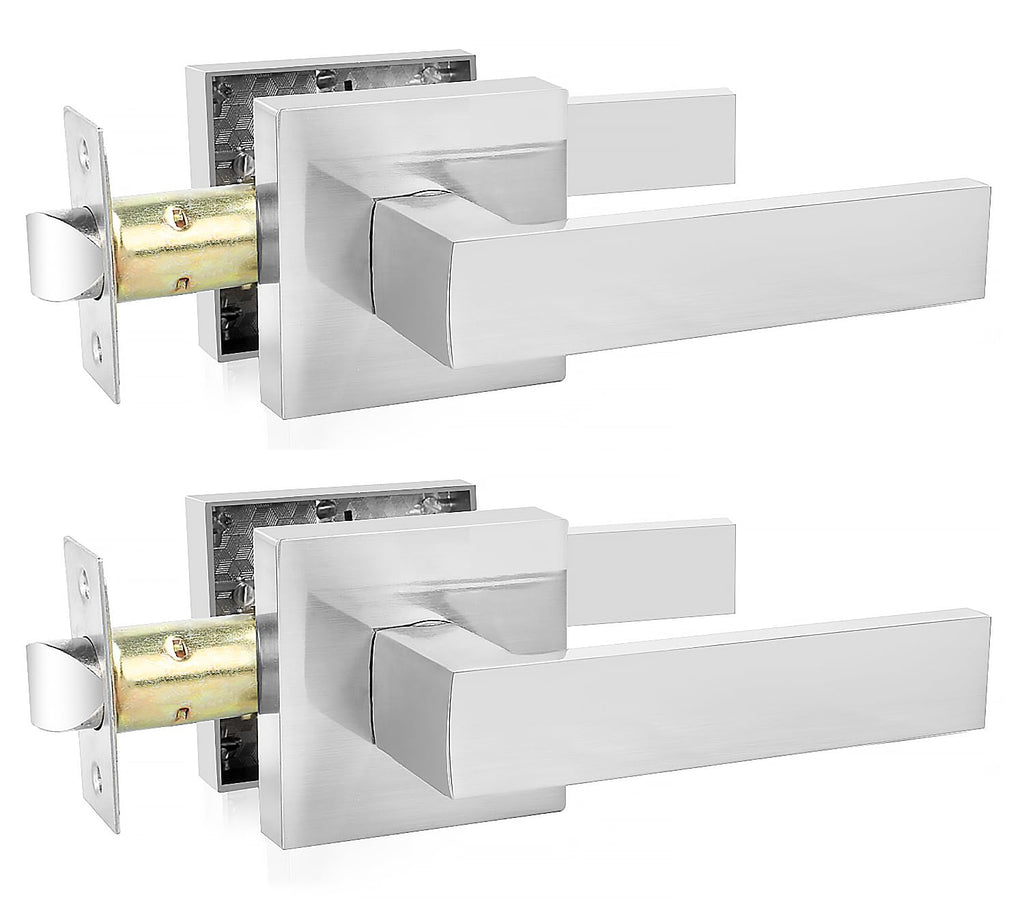 Satin Nickel Passage Door Levers, 2 Pack Heavy-Duty Interior Handles