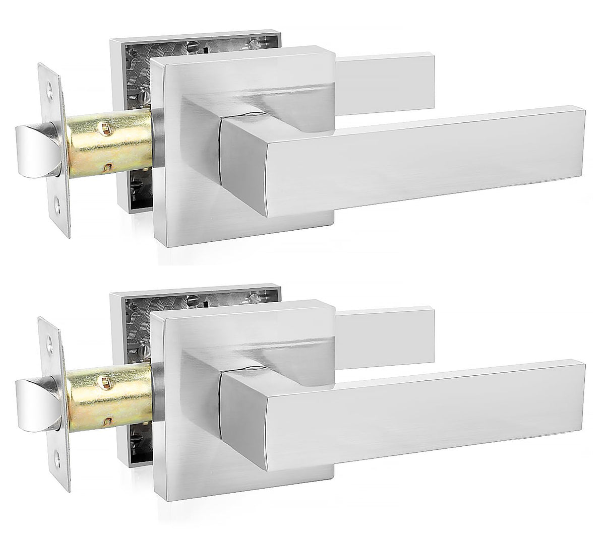 Satin Nickel Passage Door Levers, 2 Pack Heavy-Duty Interior Handles
