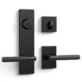 Matte Black Solid Heavy-Duty Knurled Front Door Handle Set with Deadbolt, Architectural Grade Modern Entry Door