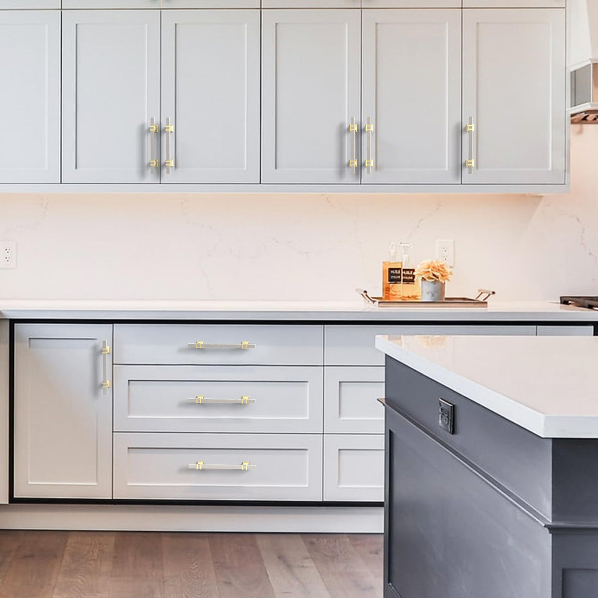 20 Pack Brushed Satin Nickel and Gold Cabinet Pulls 3 Inch(76mm) Hole Center Drawer Pulls Cabinet Hardware Kitchen