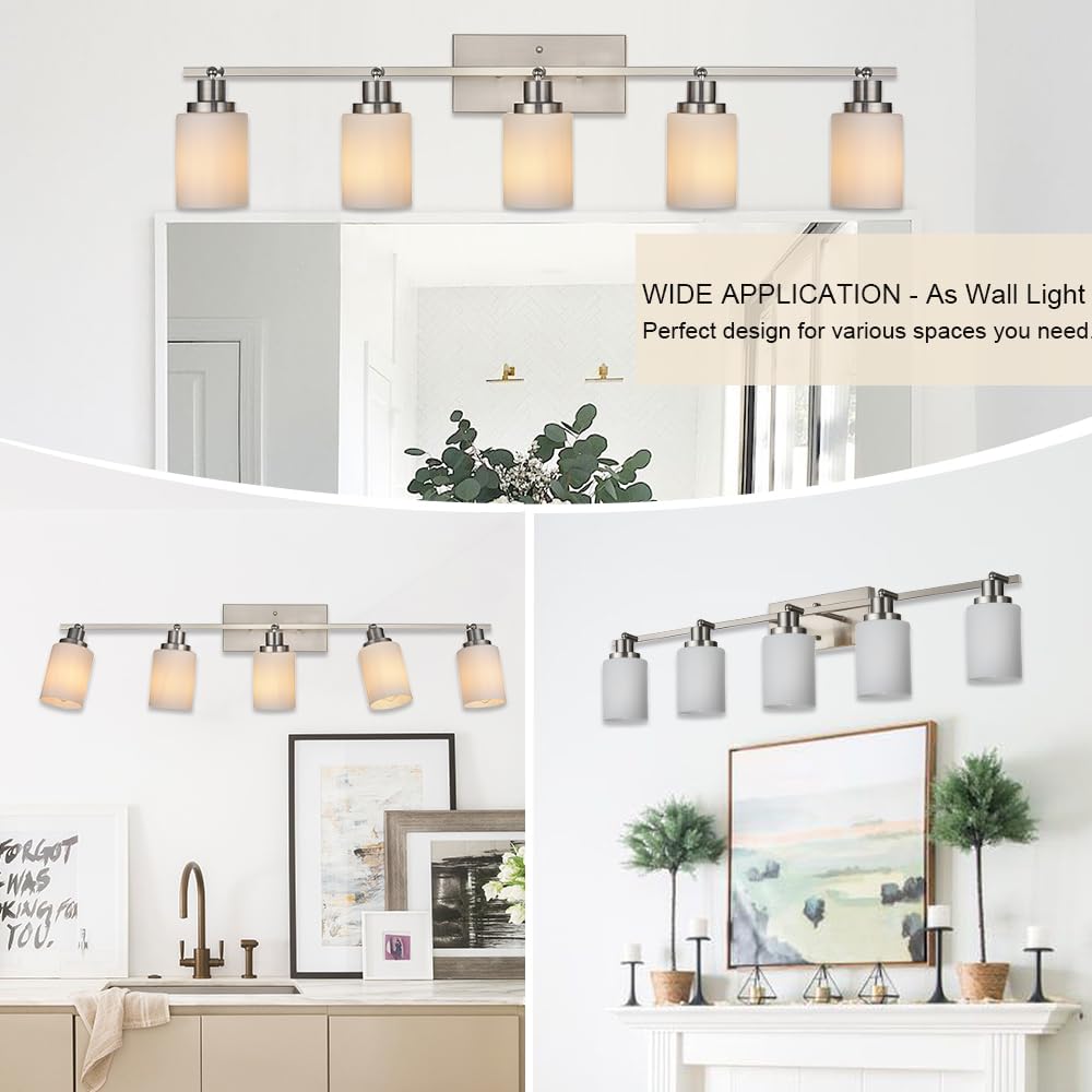 Complete Track Lighting Kits in Brushed Nickel, Modern Spotlight Ceiling Lighting with Opal White Glass, E26