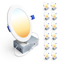 12 Pack 6 Inch LED Recessed Ceiling Light, 5CCT, 1200LM 12W 120V