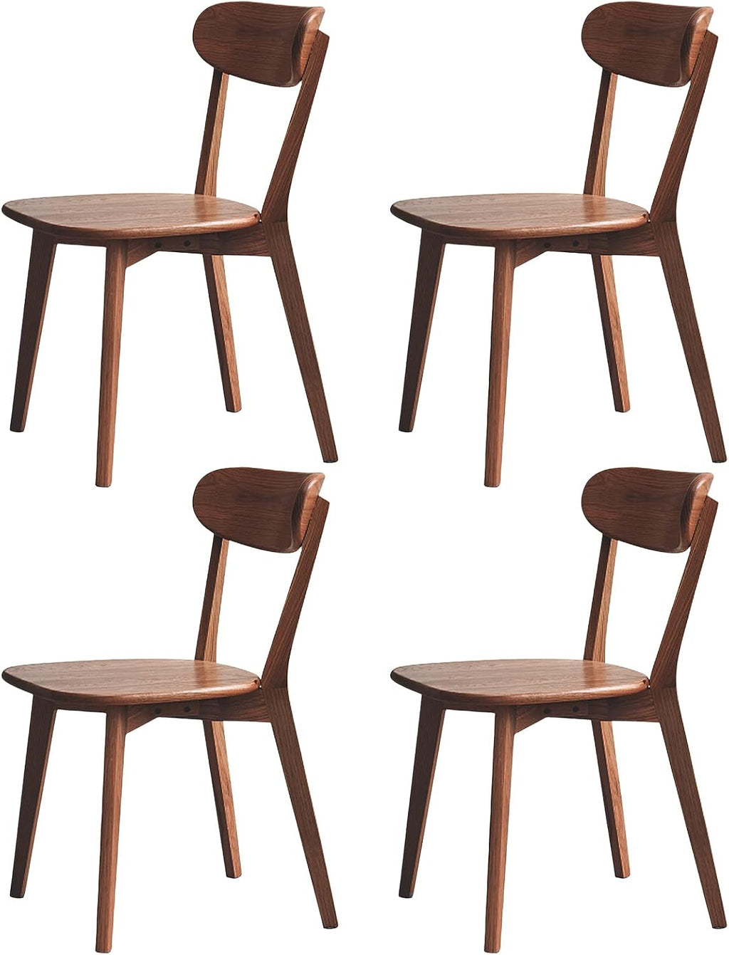 100% Solid Wood Dining Chairs,Mid Century Modern Dining Chairs with Rounded Backrest,Kitchen,Dining Room Chairs Set