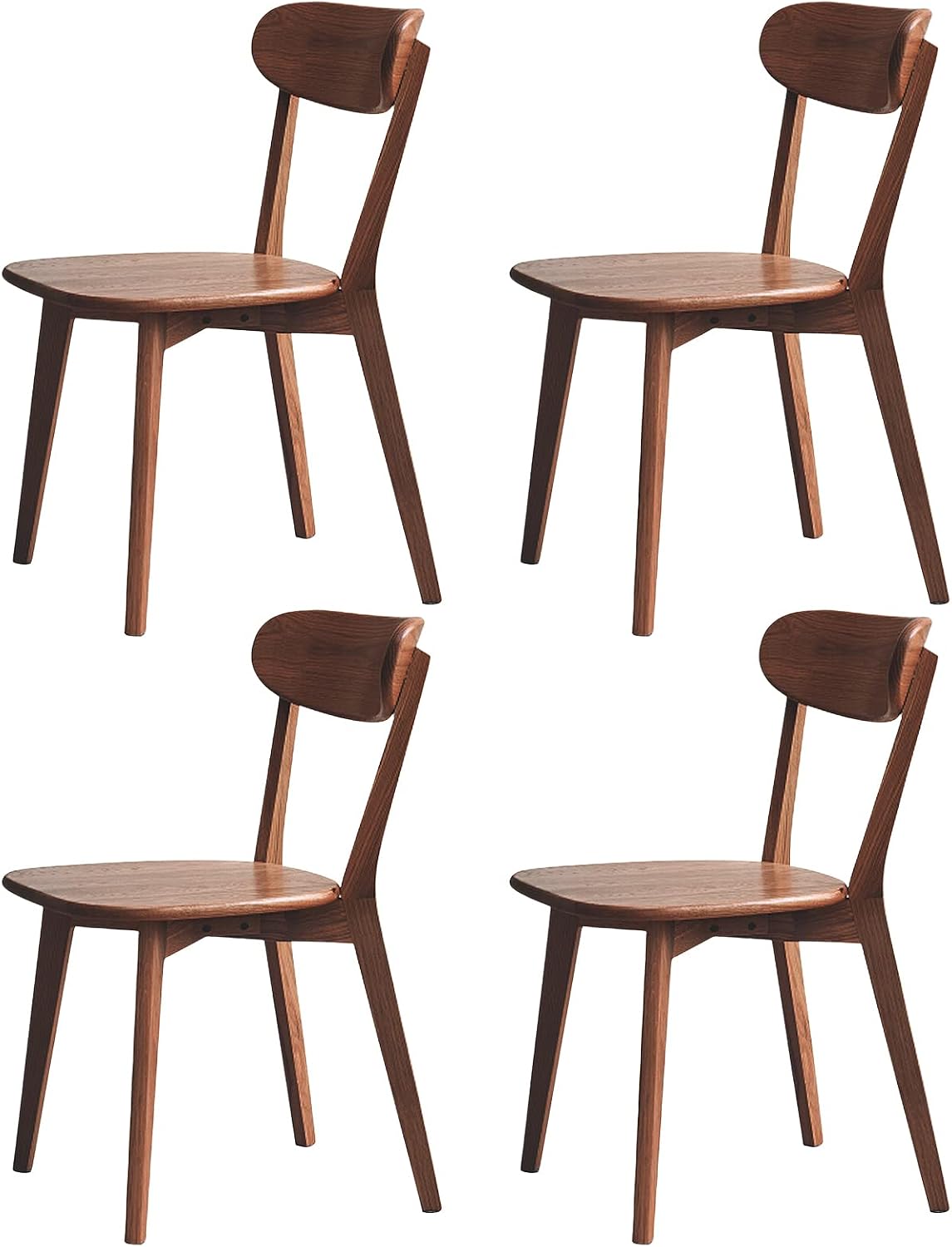 100% Solid Wood Dining Chairs,Mid Century Modern Dining Chairs with Rounded Backrest,Kitchen,Dining Room Chairs Set