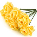 7PCS Fake Artificial Rose Silk Real Touch Yellow 30CM