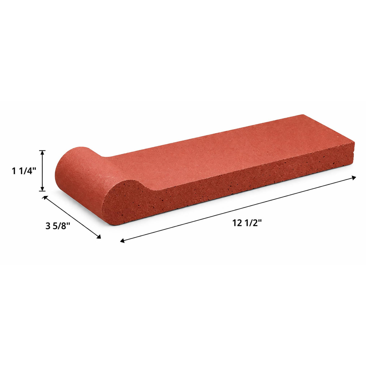 Terra Red Clay Bullnose Coping Brick Tile 3 5/8" x 12 1/2" x 1 1/4" Pool Edge Step Tread Wall Cap Outdoor Use