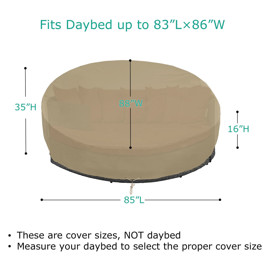Outdoor Daybed Cover 88 Inch, Heavy Duty Waterproof Patio Furniture Sofa Cover with Taped Seam, FadeStop Material