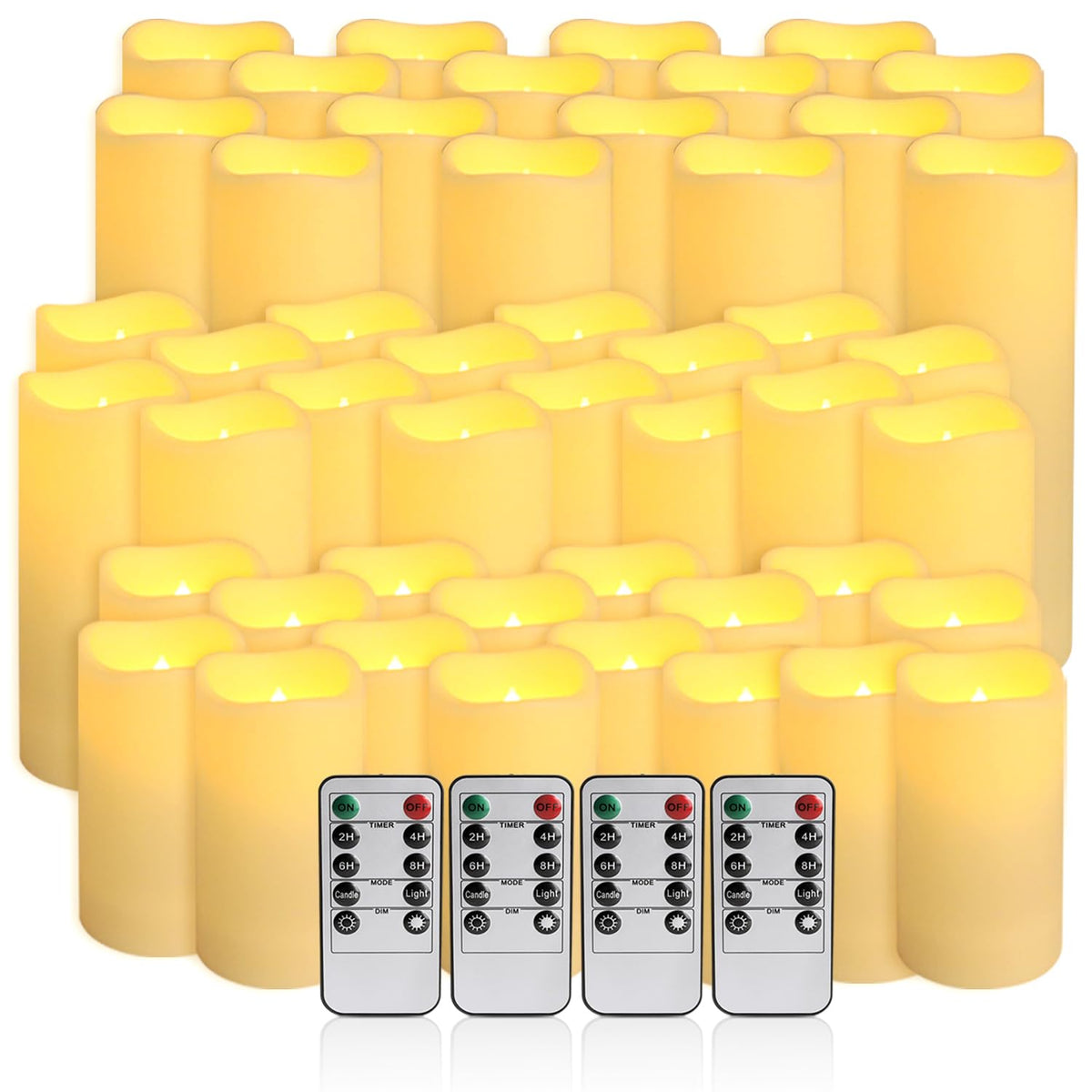 48- Pack of 3 Sizes of LED Flameless Candles.This Candle is Suitable for café, Fancy Restaurant, Bookstore and Other